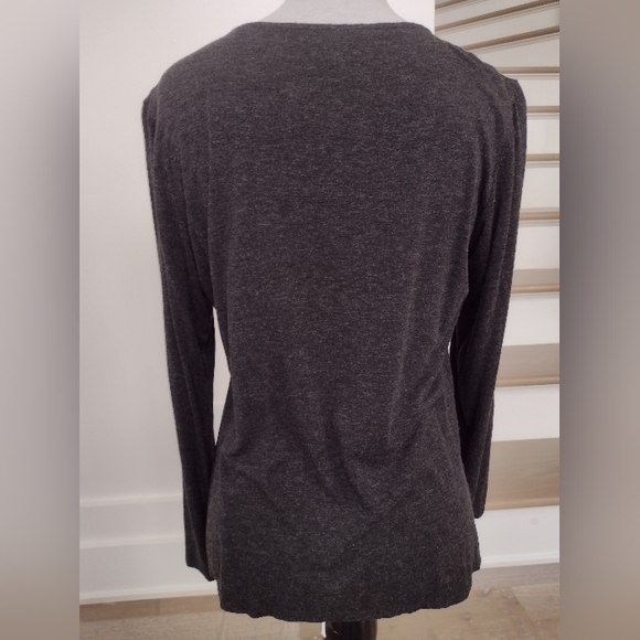Like New Nordstrom Women's Medium Super Soft Dark Grey Marled Tee Blouse Top EUC - Picture 2 of 9